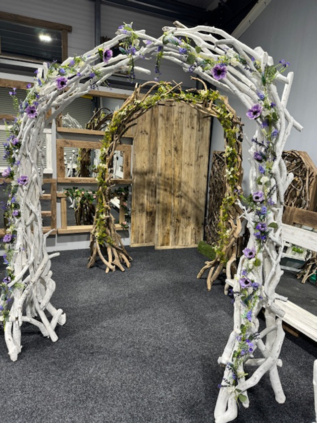 Whitewashed Driftwood wedding Arch Rental