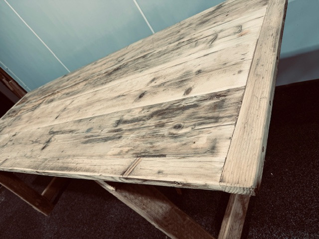 Driftwood trestle table