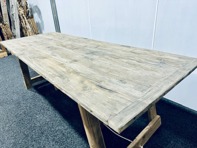 Parisian grey distressed vintage trestle table