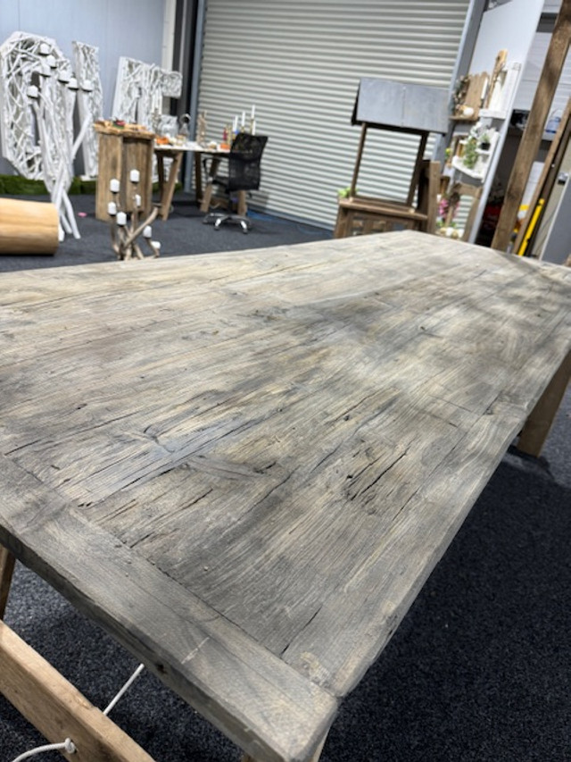 Parisian grey distressed vintage trestle table